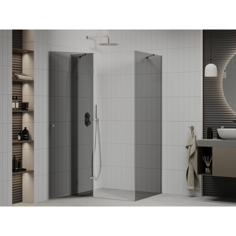 Mexen Roma cabine de douche pivotante 120 x 90 cm, graphite, chrome - 854-120-090-01-40