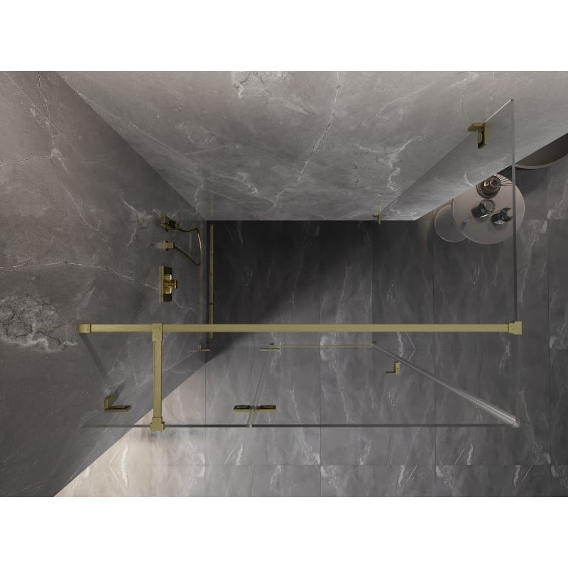 Mexen Lunar T cabine de douche pivotante gauche 130 x 100 cm, transparent, or brossé - 834T-130-100-55-00-L