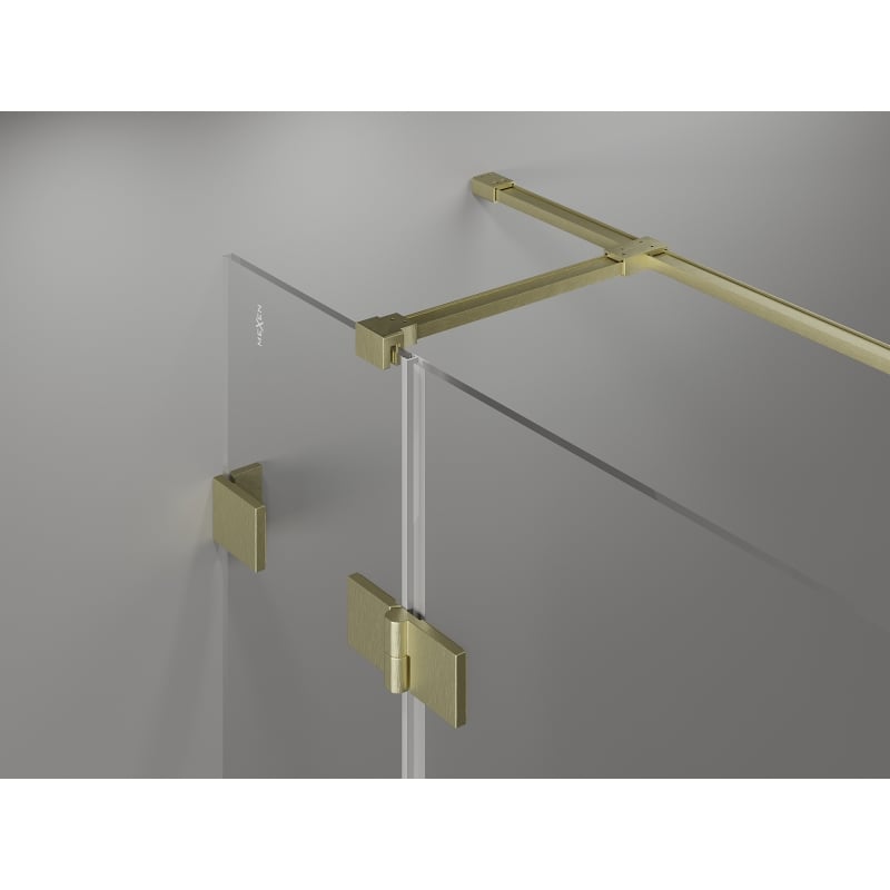 Mexen Lunar T cabine de douche pivotante gauche 135 x 110 cm, transparent, or brossé - 834T-135-110-55-00-L