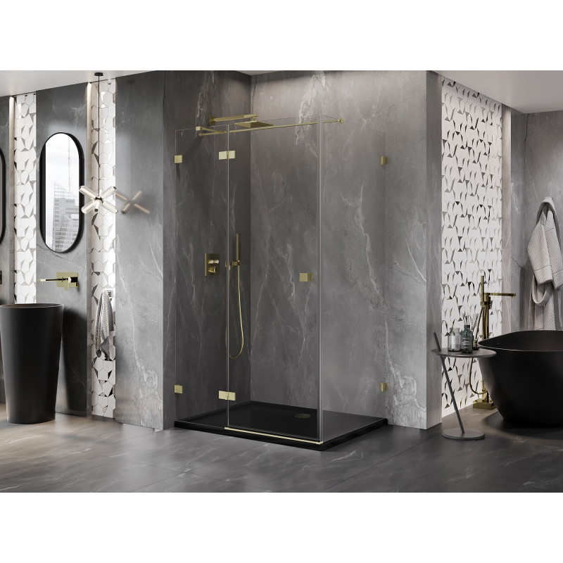 Mexen Lunar T cabine de douche pivotante gauche 135 x 120 cm, transparent, or brossé - 834T-135-120-55-00-L