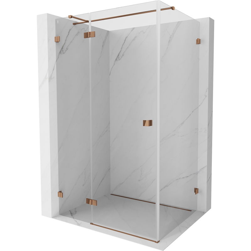 Mexen Lunar T cabine de douche à charnières gauche 140 x 80 cm, transparent, or rose - 834T-140-080-60-00-L
