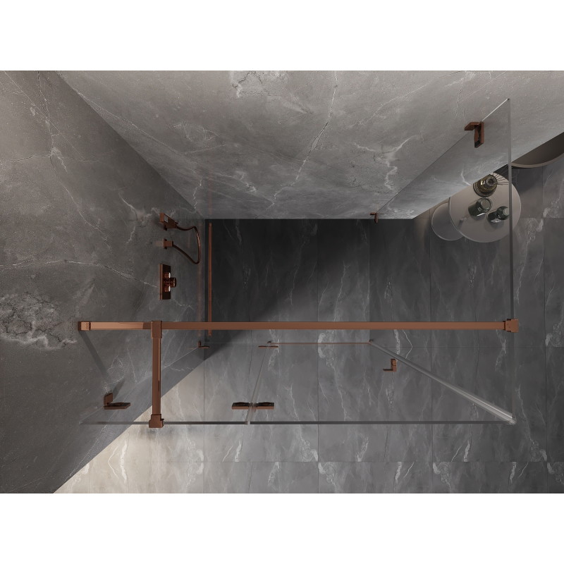 Mexen Lunar T cabine de douche pivotante gauche 140 x 90 cm, transparent, or rose - 834T-140-090-60-00-L