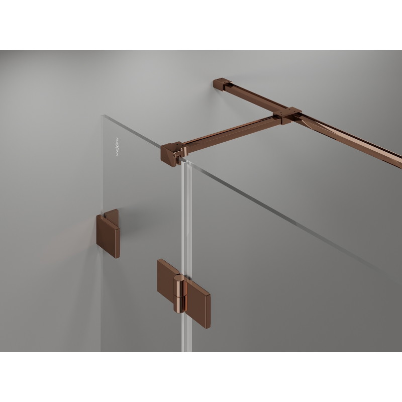 Mexen Lunar T cabine de douche pivotante gauche 140 x 90 cm, transparent, or rose - 834T-140-090-60-00-L