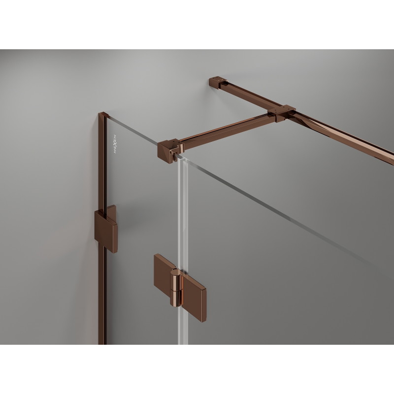 Mexen Lunar T cabine de douche pivotante gauche 140 x 90 cm, transparent, or rose - 834T-140-090-60-00-L