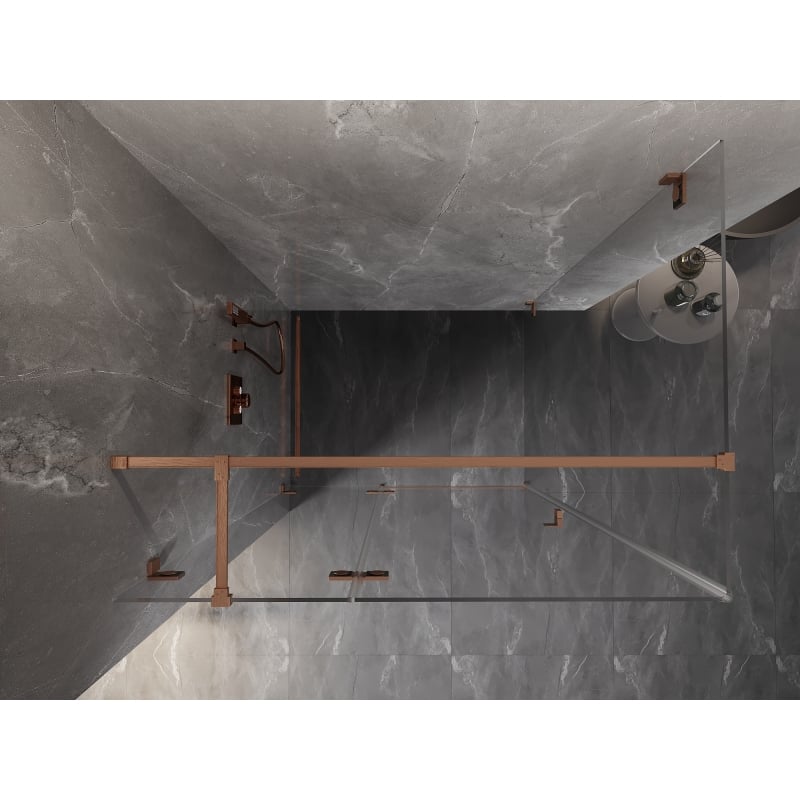 Mexen Lunar T cabine de douche pivotante gauche 110 x 100 cm, transparent, cuivre brossé - 834T-110-100-65-00-L