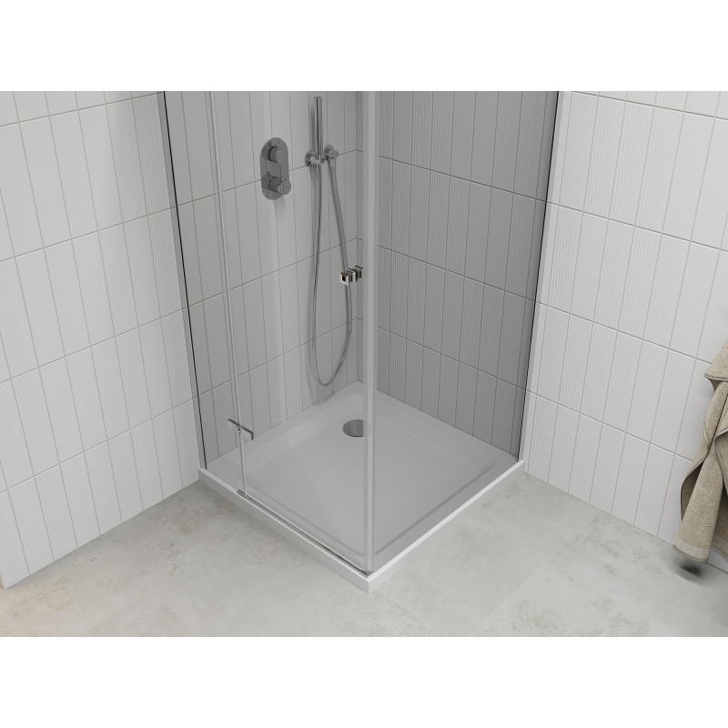 Mexen Roma cabine de douche pivotante 70 x 70 cm, transparent, chrome + receveur Flat - 854-070-070-01-00-4010