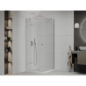 Mexen Roma cabine de douche battante 100 x 100 cm, transparente, chromée + receveur Flat - 854-100-100-01-00-4010