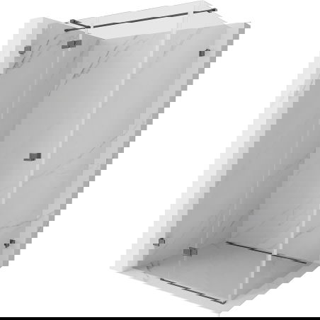 Mexen Lunar T cabine de douche pivotante gauche 125 x 80 cm, transparent, gris fusil brossé - 834T-125-080-66-00-L