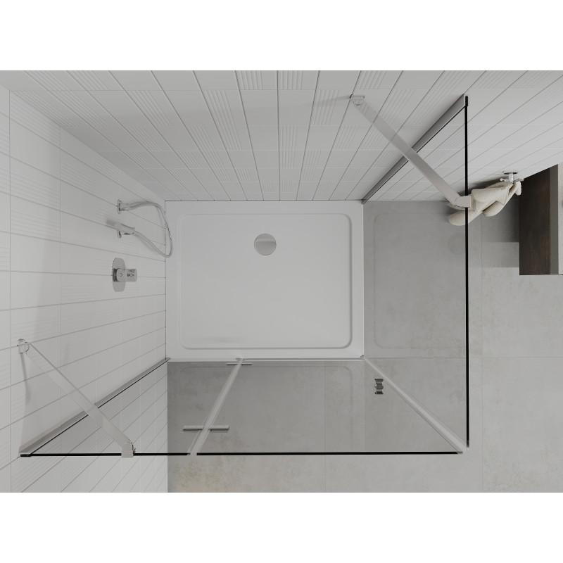 Mexen Roma cabine de douche pivotante 70 x 90 cm, transparent, chrome + bac à douche plat - 854-070-090-01-00-4010