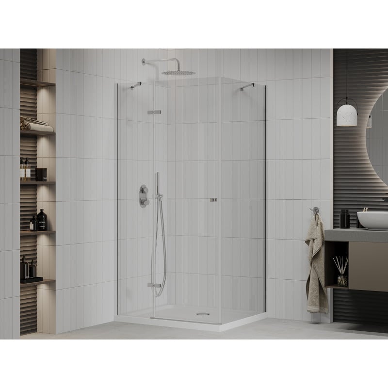 Mexen Roma cabine de douche pivotante 90 x 70 cm, transparent, chrome + receveur plat - 854-090-070-01-00-4010
