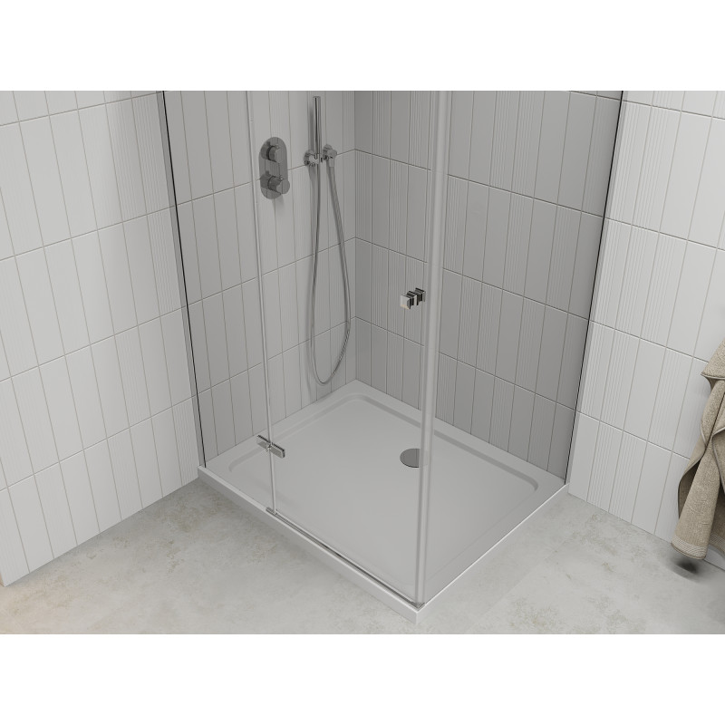Mexen Roma cabine de douche à battant 120 x 70 cm, transparent, chrome + receveur de douche plat - 854-120-070-01-00-4010