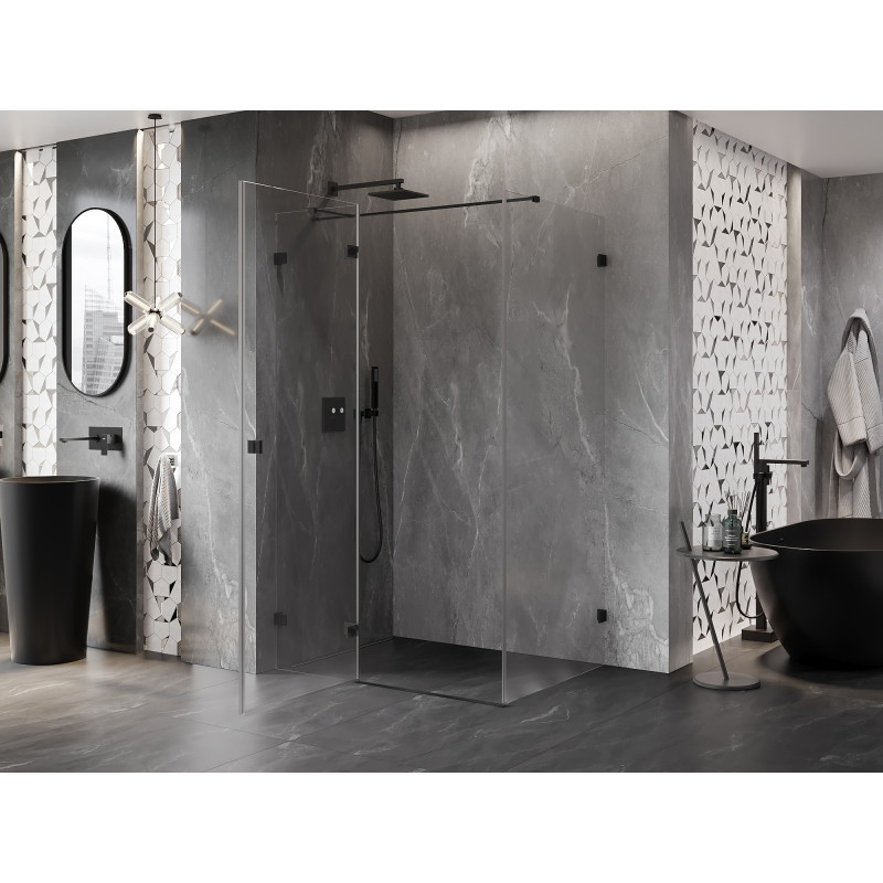 Mexen Lunar T cabine de douche pivotante gauche 135 x 90 cm, transparent, noir - 834T-135-090-70-00-L