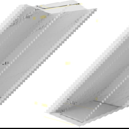 Cabine de douche gauche pliable Mexen Lunar T 120 x 120 cm, transparent, dorée - 834T-120-120-50-00-L