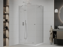 Mexen Roma cabine de douche pivotante 120 x 100 cm, transparent, chrome + receveur plat - 854-120-100-01-00-4010