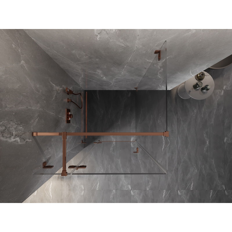 Mexen Lunar T cabine de douche pivotante gauche 110 x 110 cm, transparent, or rose - 834T-110-110-60-00-L