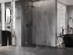 Mexen Lunar T cabine de douche pivotante gauche 110 x 110 cm, transparent, gris fusil brossé - 834T-110-110-66-00-L