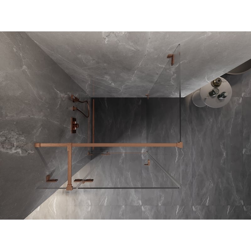 Mexen Lunar T cabine de douche pivotante gauche 120 x 120 cm, transparent, cuivre brossé - 834T-120-120-65-00-L