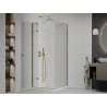 Mexen Roma cabine de douche pivotante 80 x 80 cm, transparent, or + receveur Flat - 854-080-080-50-00-4010