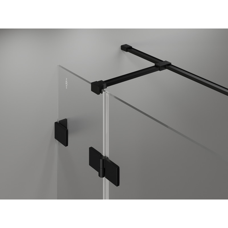 Mexen Lunar T cabine de douche battante gauche 130 x 110 cm, transparent, noir - 834T-130-110-70-00-L