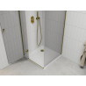 Mexen Roma cabine de douche pivotante 80 x 80 cm, transparente, dorée + receveur Flat - 854-080-080-50-00-4010