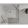 Mexen Roma cabine de douche pivotante 80 x 80 cm, transparente, dorée + receveur Flat - 854-080-080-50-00-4010