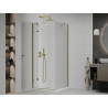 Mexen Roma cabine de douche pivotante 90 x 90 cm, transparente, dorée + bac à douche Flat - 854-090-090-50-00-4010