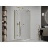 Mexen Roma cabine de douche pivotante 90 x 90 cm, transparente, dorée + bac de douche Flat - 854-090-090-50-00-4010