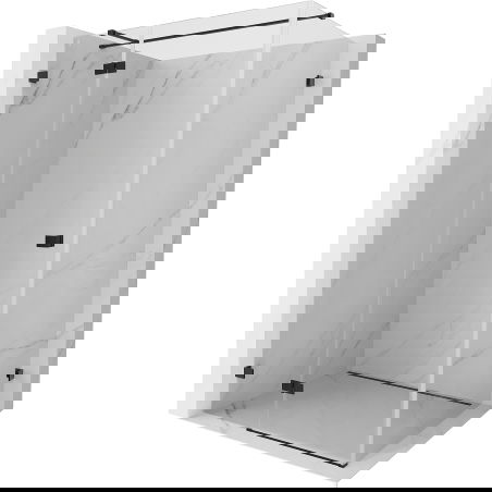 Mexen Lunar T cabine de douche pivotante gauche 135 x 120 cm, transparente, noire - 834T-135-120-70-00-L