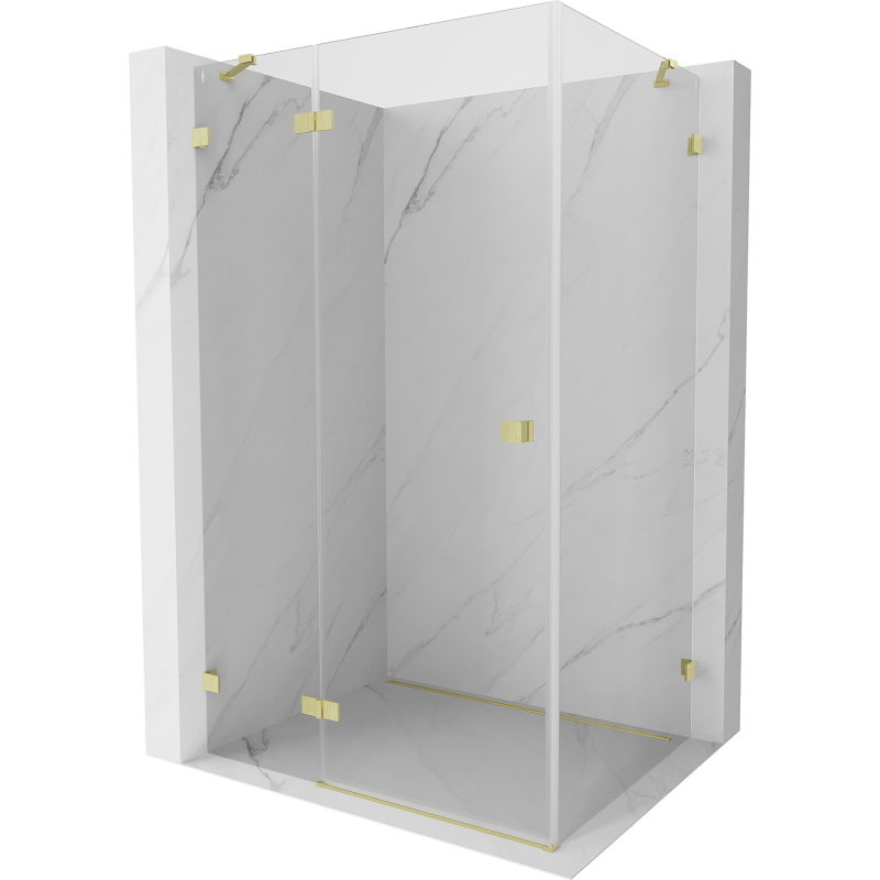 Cabine de douche pivotante gauche Mexen Lunar 100 x 70 cm, transparent, or brossé - 834-100-070-55-00-L