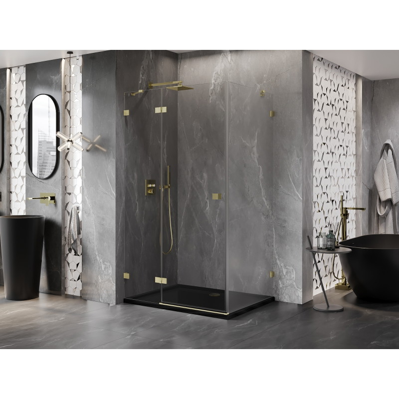 Mexen Lunar cabine de douche pivotante gauche 95 x 80 cm, transparent, or brossé - 834-095-080-55-00-L