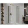 Mexen Roma Cabine de douche à charnières 90 x 80 cm, transparent, or + receveur Flat - 854-090-080-50-00-4010
