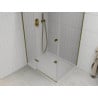 Mexen Roma cabine de douche pivotante 100 x 90 cm, transparent, dorée + receveur Flat - 854-100-090-50-00-4010