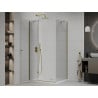 Mexen Roma cabine de douche pivotante 100 x 90 cm, transparent, dorée + receveur Flat - 854-100-090-50-00-4010