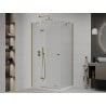 Mexen Roma cabine de douche battante 120 x 90 cm, transparente, dorée + receveur Flat - 854-120-090-50-00-4010
