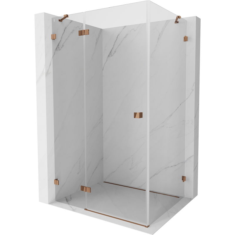 Mexen Lunar cabine de douche avec porte battante gauche 95 x 70 cm, transparent, or rose - 834-095-070-60-00-L