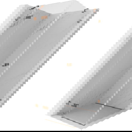 Mexen Lunar cabine de douche pivotante gauche 80 x 80 cm, transparent, or rose - 834-080-080-60-00-L