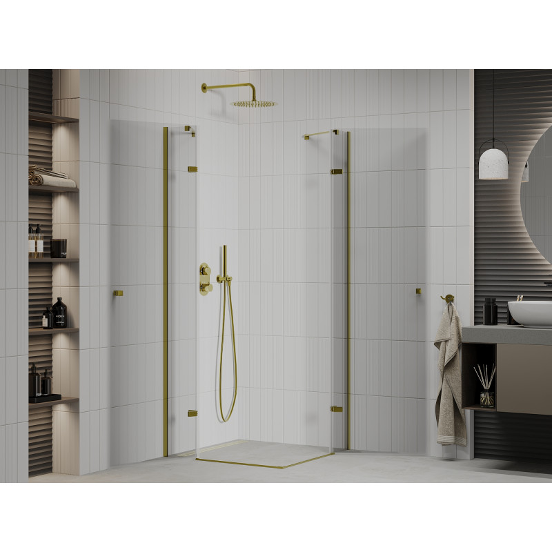 Mexen Roma Duo cabine de douche pivotante 70 x 70 cm, transparent, or - 854-070-070-50-00-02