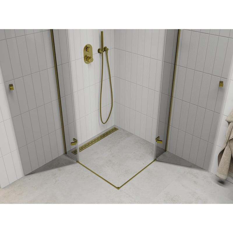 Mexen Roma Double cabine de douche pivotante 80 x 80 cm, transparent, or - 854-080-080-50-00-02