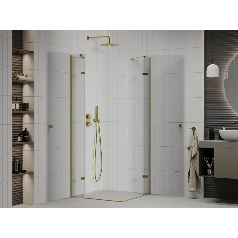 Mexen Roma Double cabine de douche pivotante 80 x 80 cm, transparent, or - 854-080-080-50-00-02
