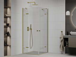 Mexen Roma Double cabine de douche pivotante 80 x 80 cm, transparent, or - 854-080-080-50-00-02