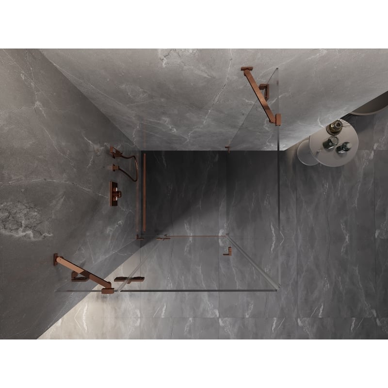 Mexen Lunar cabine de douche pivotante gauche 90 x 90 cm, transparent, or rose - 834-090-090-60-00-L