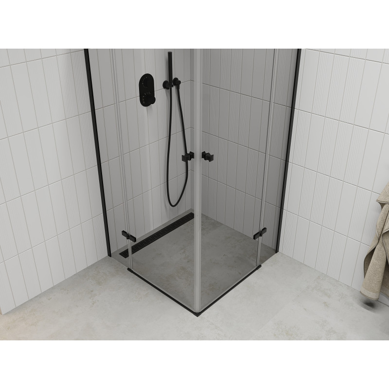 Mexen Roma Duo cabine de douche pivotante 70 x 70 cm, transparent, noir - 854-070-070-70-00-02