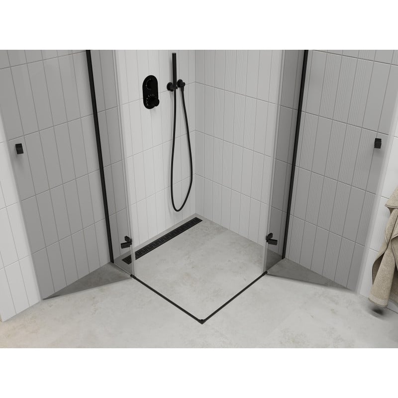 Mexen Roma Duo cabine de douche pivotante 90 x 90 cm, transparent, noir - 854-090-090-70-00-02