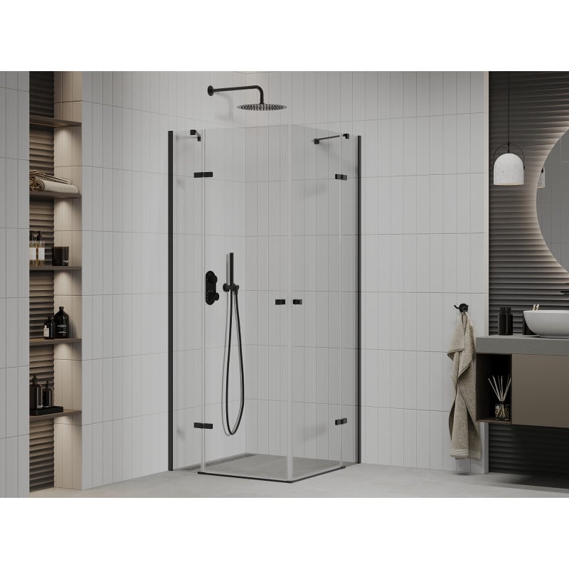 Mexen Roma Duo cabine de douche pivotante 90 x 90 cm, transparent, noir - 854-090-090-70-00-02