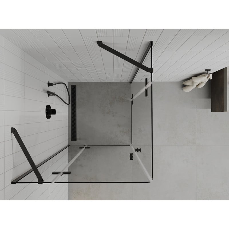 Mexen Roma Duo cabine de douche pivotante 90 x 90 cm, transparent, noir - 854-090-090-70-00-02