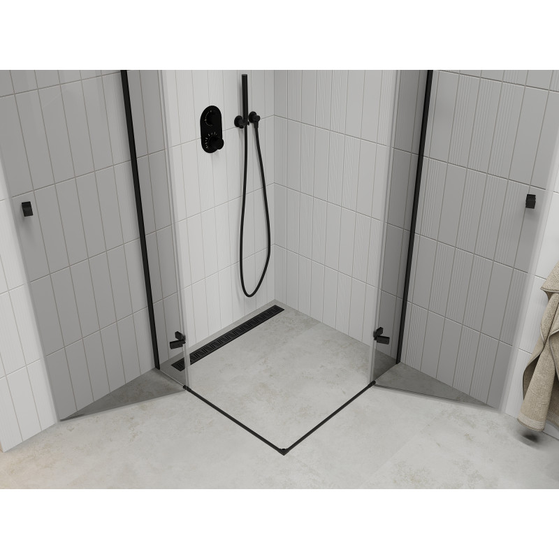Mexen Roma Duo cabine de douche pivotante 100 x 100 cm, transparent, noir - 854-100-100-70-00-02