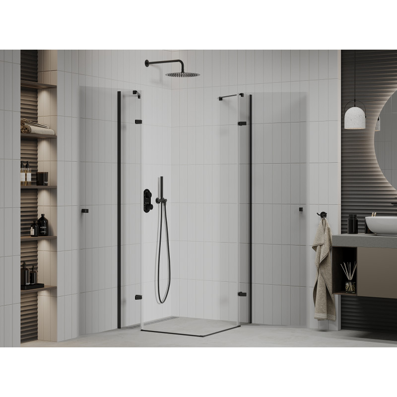 Mexen Roma Duo cabine de douche pivotante 100 x 100 cm, transparent, noir - 854-100-100-70-00-02