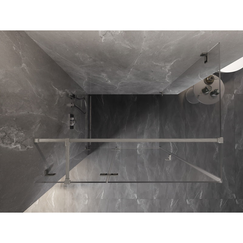 Mexen Lunar T cabine de douche pivotante gauche 110 x 80 cm, transparent, nickel brossé - 834T-110-080-97-00-L