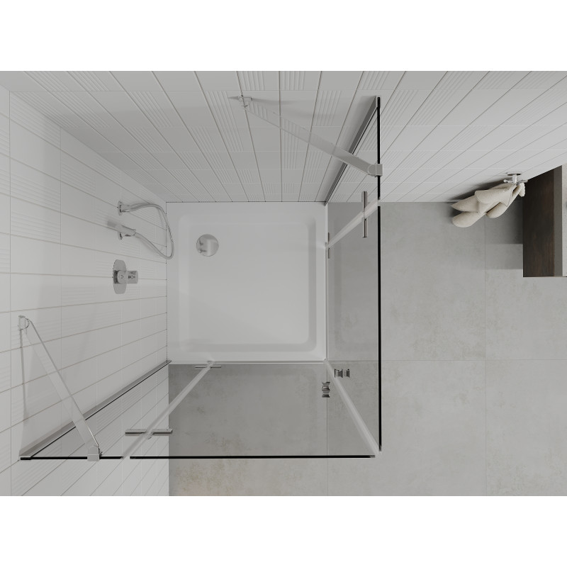 Mexen Roma Duo cabine de douche pivotante 100 x 100 cm, transparent, chrome + receveur plat - 854-100-100-01-02-4010