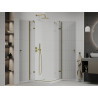 Mexen Roma Duo cabine de douche pivotante 70 x 70 cm, transparent, doré + receveur Flat - 854-070-070-50-02-4010G